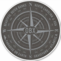 OBX Compass Outer Banks Vintage Silver Black