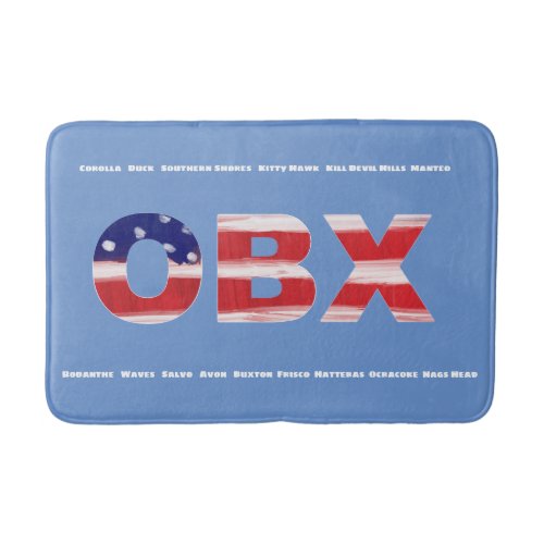 OBX Flag Text And Towns  Bath Mat