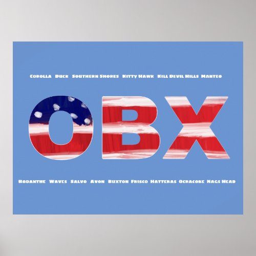 OBX Flag Text And Towns Poster