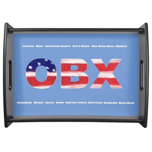 OBX Flag Text And Towns   Serving Tray
