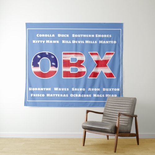 OBX Flag Text And Towns  Tapestry
