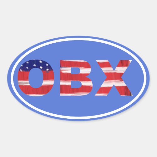 OBX Flag Text Oval Sticker