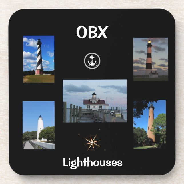 OBX lighthouse Beverage Coaster (Front)