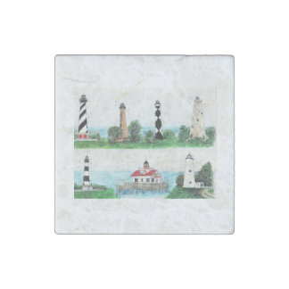OBX MAGNET WITH 7 LIGHTHOUSES ON MARBLE BASE