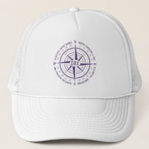 OBX Nautical Compass Outer Banks Purple Vintage Trucker Hat