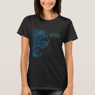 Obx Nc Outer Banks Map Duck Corolla Beach Vacation T-Shirt