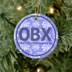 OBX NC Outer Banks North Carolina Flower Ceramic Ornament