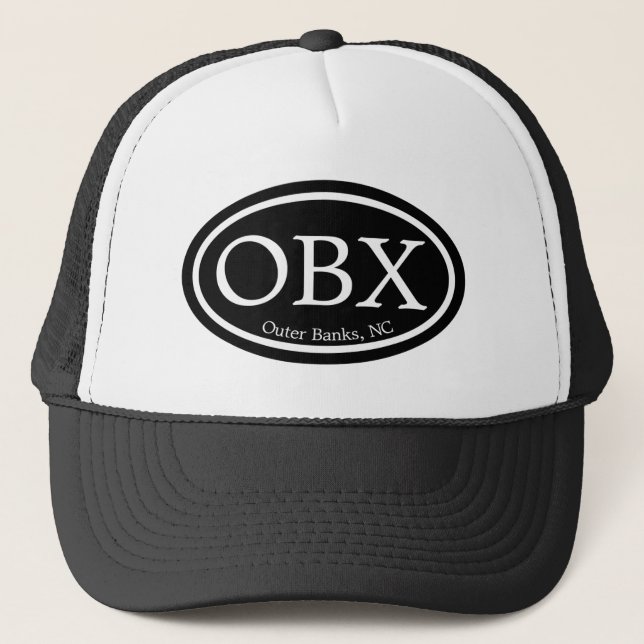 OBX Outer Banks Black Oval Trucker Hat (Front)