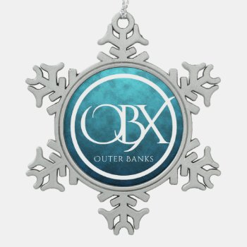 Obx Outer Banks Nc Beach On Blue Water Background Snowflake Pewter Christmas Ornament by TheBeachBum at Zazzle