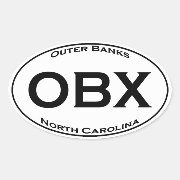 OBX - Outer Banks NC Euro Style Oval Logo Oval Sticker | Zazzle