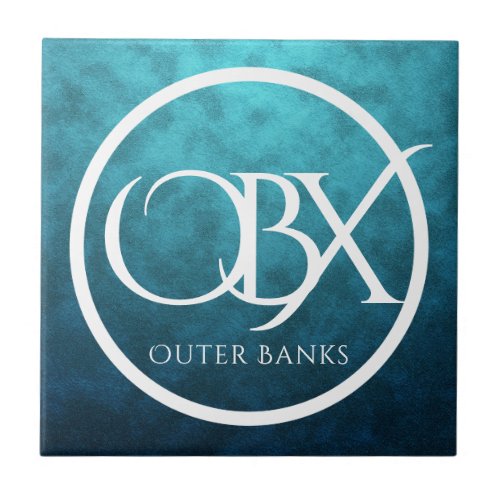 OBX Outer Banks NC on Blue Water Background Beach Ceramic Tile