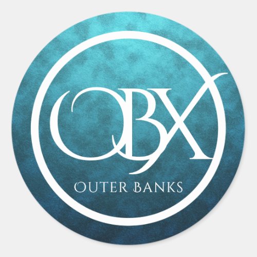 OBX Outer Banks NC on Blue Water Background Beach Classic Round Sticker