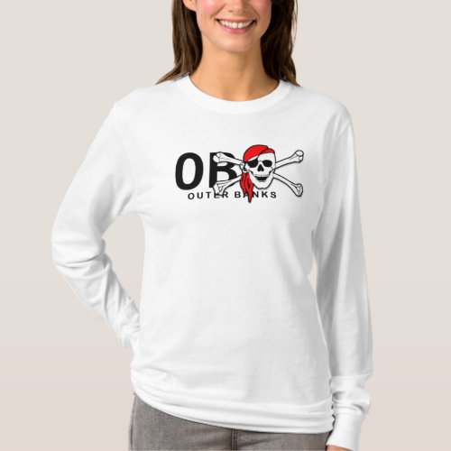 OBX Outer Banks NC Skull and Crossbones Pirate T_Shirt