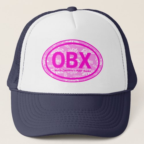 OBX Outer Banks North Carolina Floral Beach Tag Trucker Hat