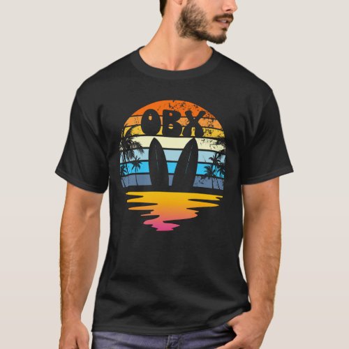 OBX Outer Banks North Carolina Retro Sunset OBX T_Shirt