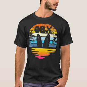 OBX Outer Banks North Carolina Retro Sunset Surfin T-Shirt