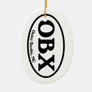 OBX Outer Banks Oval Ceramic Ornament
