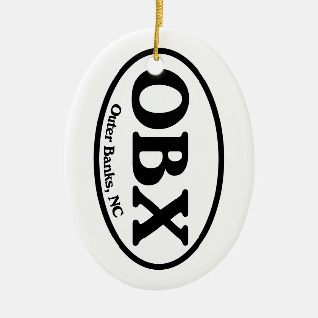 OBX Outer Banks Oval Ceramic Ornament (Front)