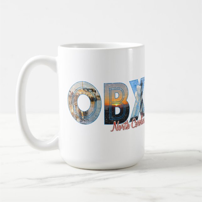 OBX Outer Banks Places Proud II Distressed Coffee Mug (Left)
