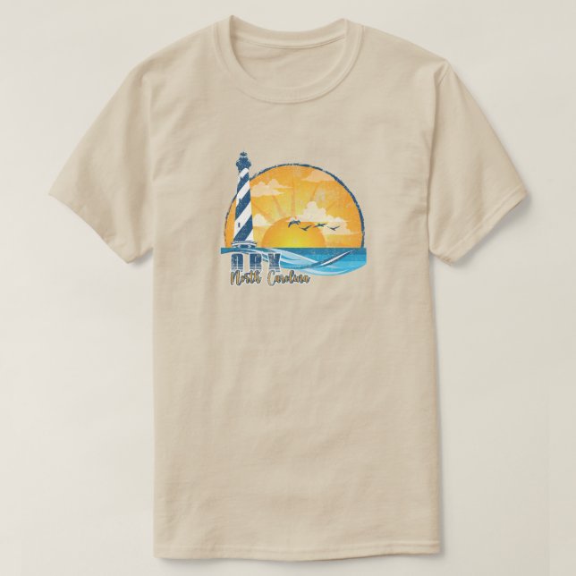 OBX Outer Banks Sunset Distressed T-Shirt (Design Front)