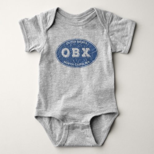 OBX oval distressed Baby Bodysuit