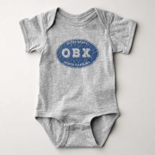 OBX oval distressed Baby Bodysuit (Front)