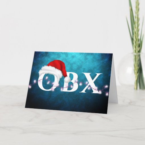 OBX Santa Hat and Lights Christmas Holiday Card Zazzle
