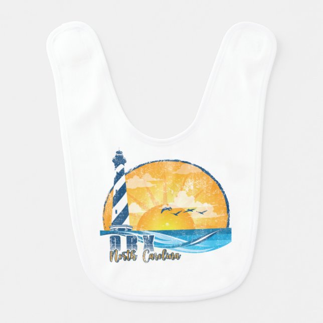 OBX Sunset distressed Baby Bib (Front)