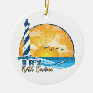OBX Sunset distressed Ceramic Ornament