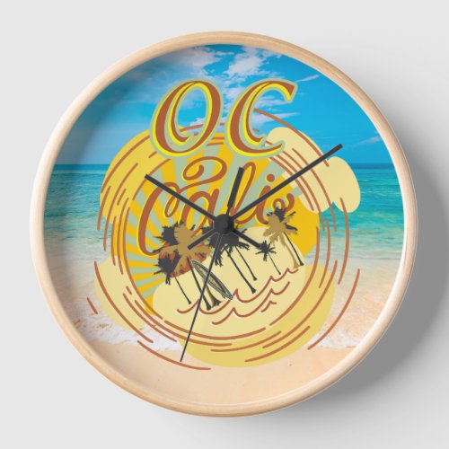 OC Cali Orange County California Beach Sun Surf Clock