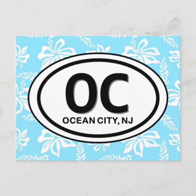 OC Ocean City NJ Blue Postcard (Front)