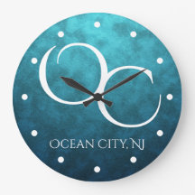 OC Ocean City NJ on Blue Water Background Beach
