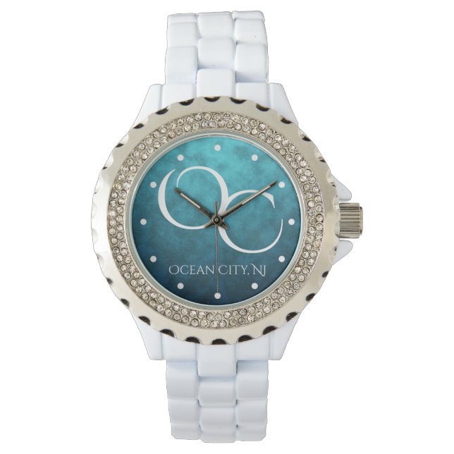 OC Ocean City NJ on Blue Water Background Beach Watch (Front)