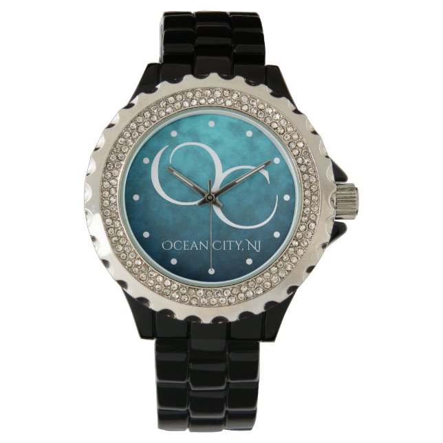 OC Ocean City NJ on Blue Water Background Beach Watch (Front)
