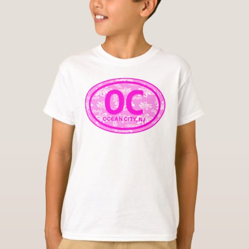 OC Ocean City NJ Pink Floral Beach Tag Hoodie T_Shirt