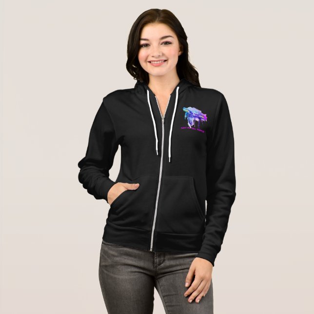 OC OIL SPILL 2021 Unisex Zip Hoodie in Pink Slick (Front Full)