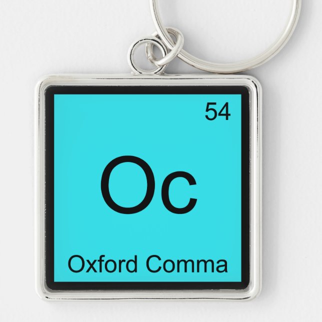 Oc - Oxford Comma Chemistry Element Symbol Grammar Keychain (Front)