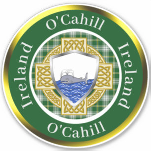 O'Cahill Irish Shield & Celtic Cross Personalized Sticker