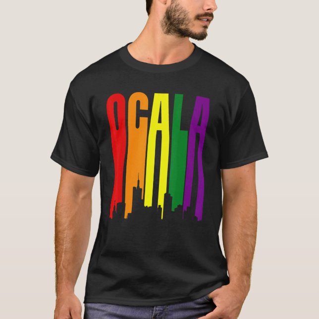 Ocala Florida Lgbtq Pride Rainbow Flag T-Shirt (Front)