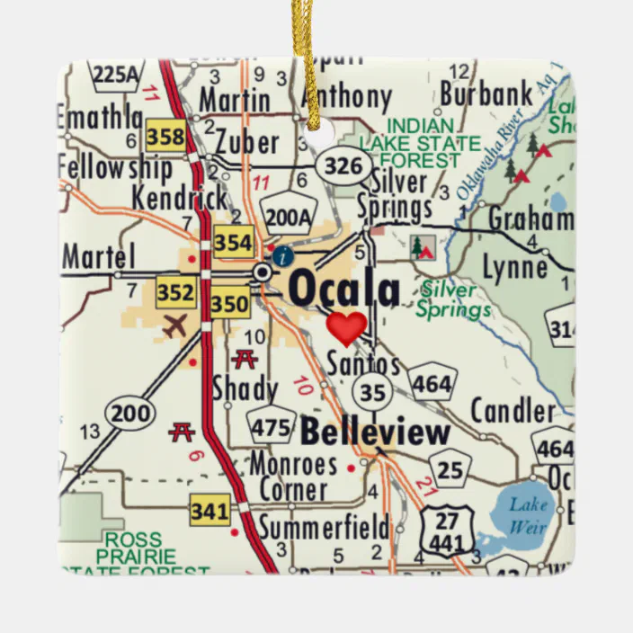 Ocala On Florida Map Ocala Florida Map Ceramic Ornament | Zazzle.com