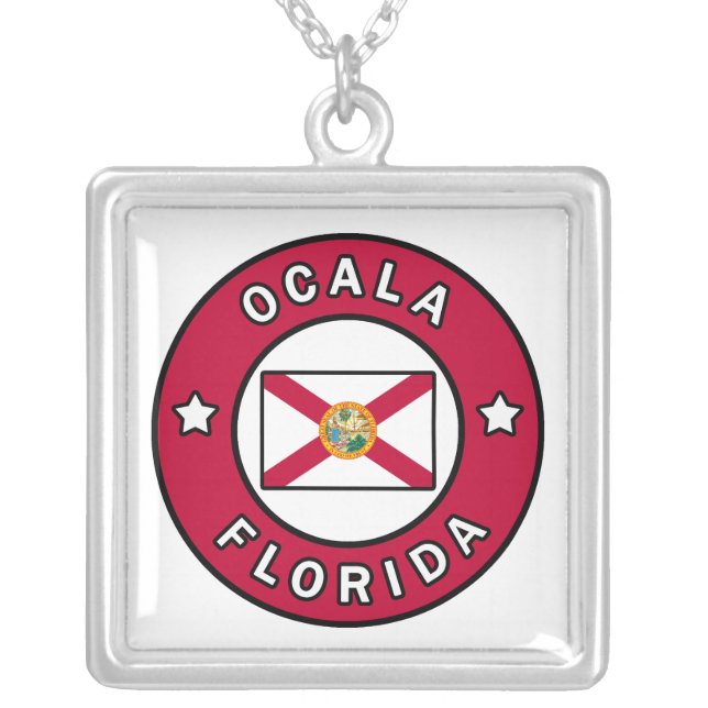 Ocala Florida Silver Plated Necklace (Front)