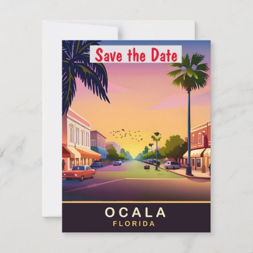 Ocala Florida Travel Postcard Save The Date