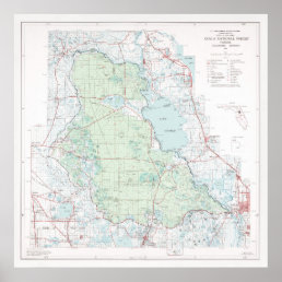 Ocala National Forest Map (1971) Florida Woodlands Poster