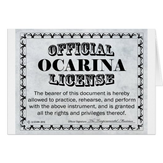 Ocarina License Cards (Front Horizontal)
