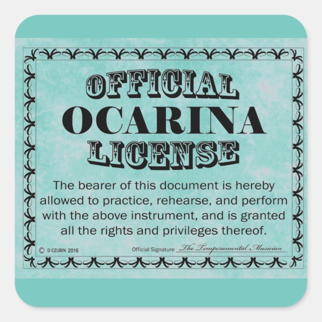 Ocarina License Square Sticker (Front)