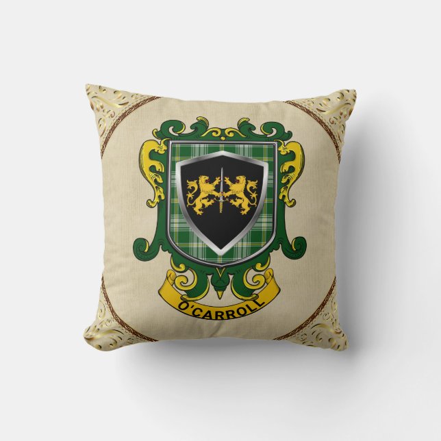 O'Carroll/Carroll Irish Shield Throw Pillow (Front)