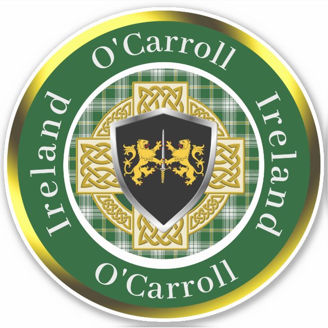 O'Carroll Irish Shield/Celtic Cross Personalized Sticker (Front)