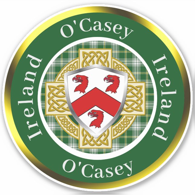 O'Casey Irish Shield/Celtic Cross Personalized Sticker (Front)