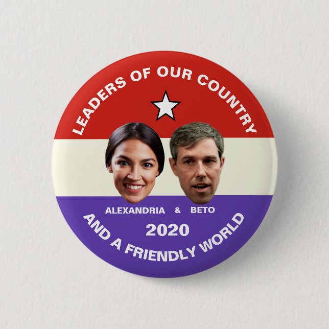 Ocasio-Cortez & O'Rourke in 2020 Button (Front)