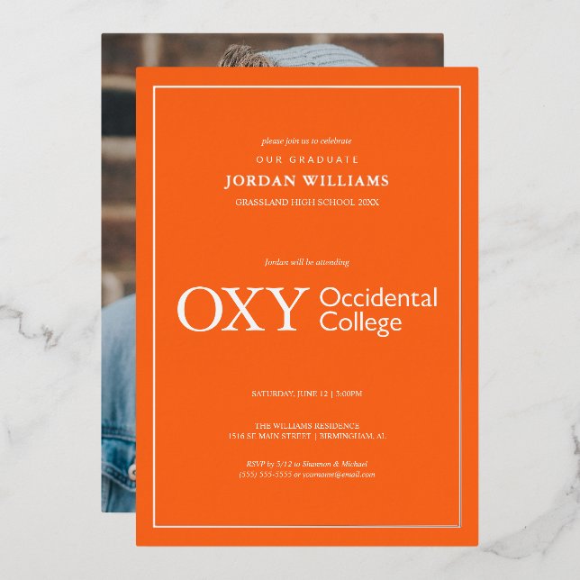 Occidental College Graduation Foil Invitation (Front/Back)